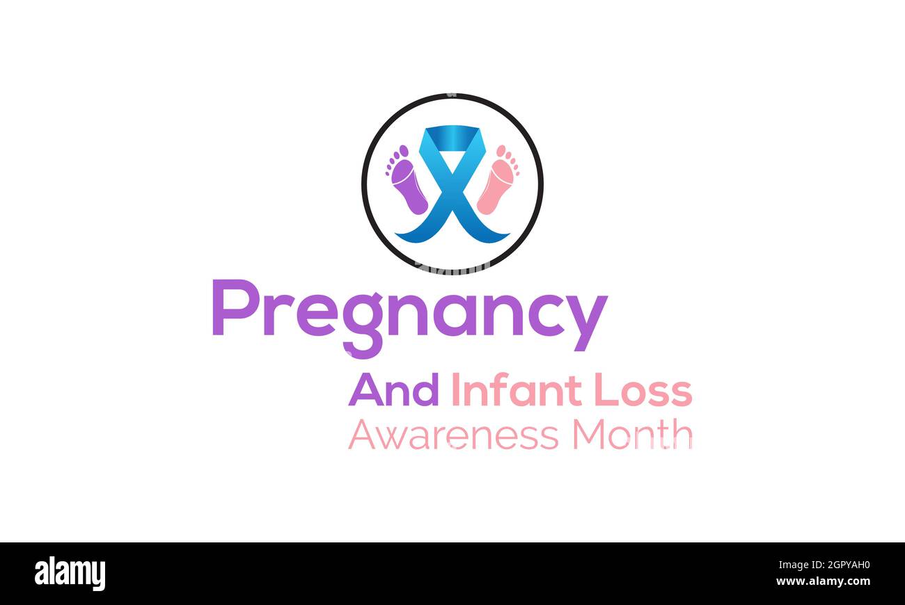 Gravidanza e perdita infantile mese si verifica ogni ottobre banner modello design con sfondo bianco. Illustrazione Vettoriale