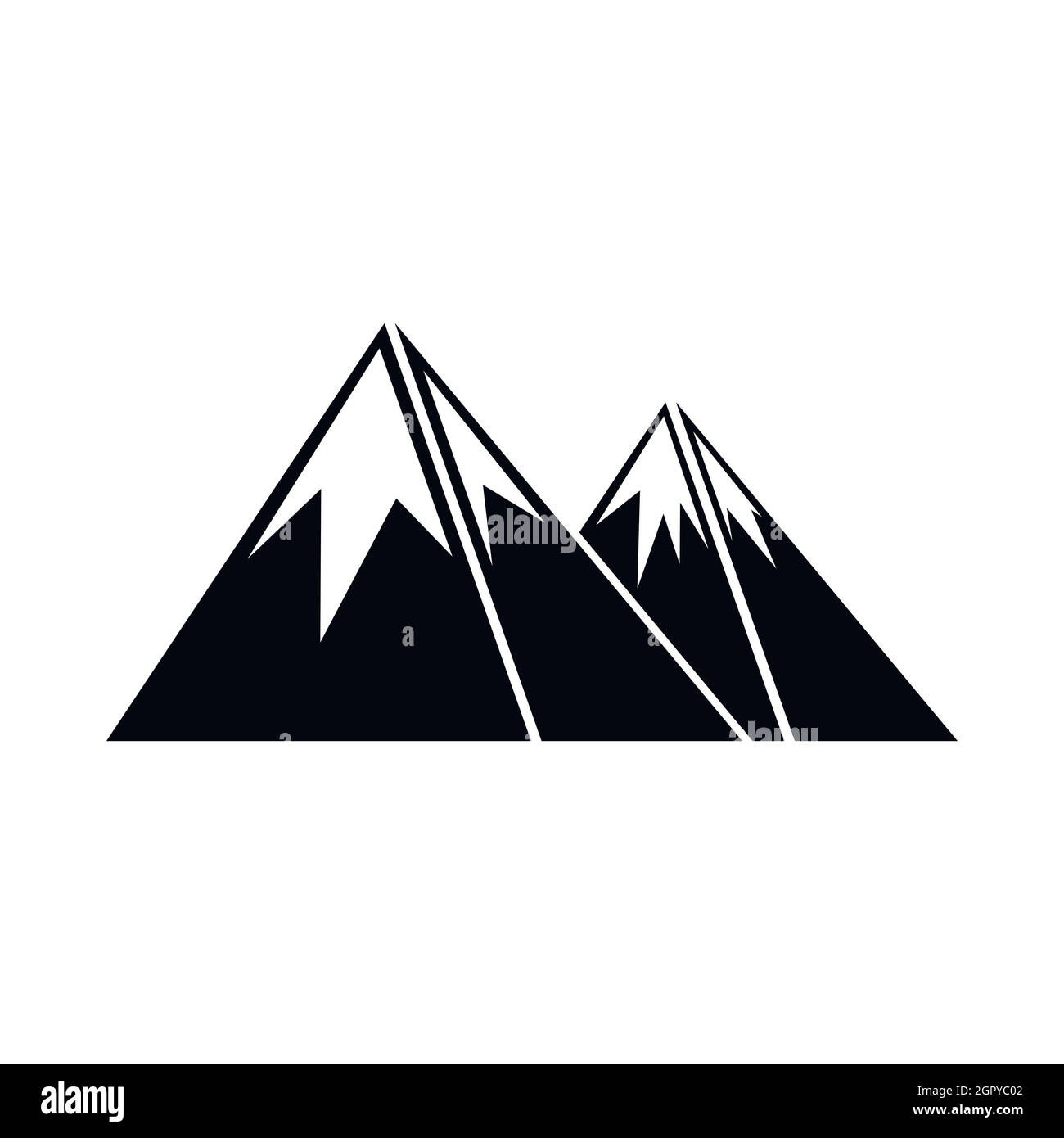 Le montagne con la neve, l'icona di stile semplice Illustrazione Vettoriale