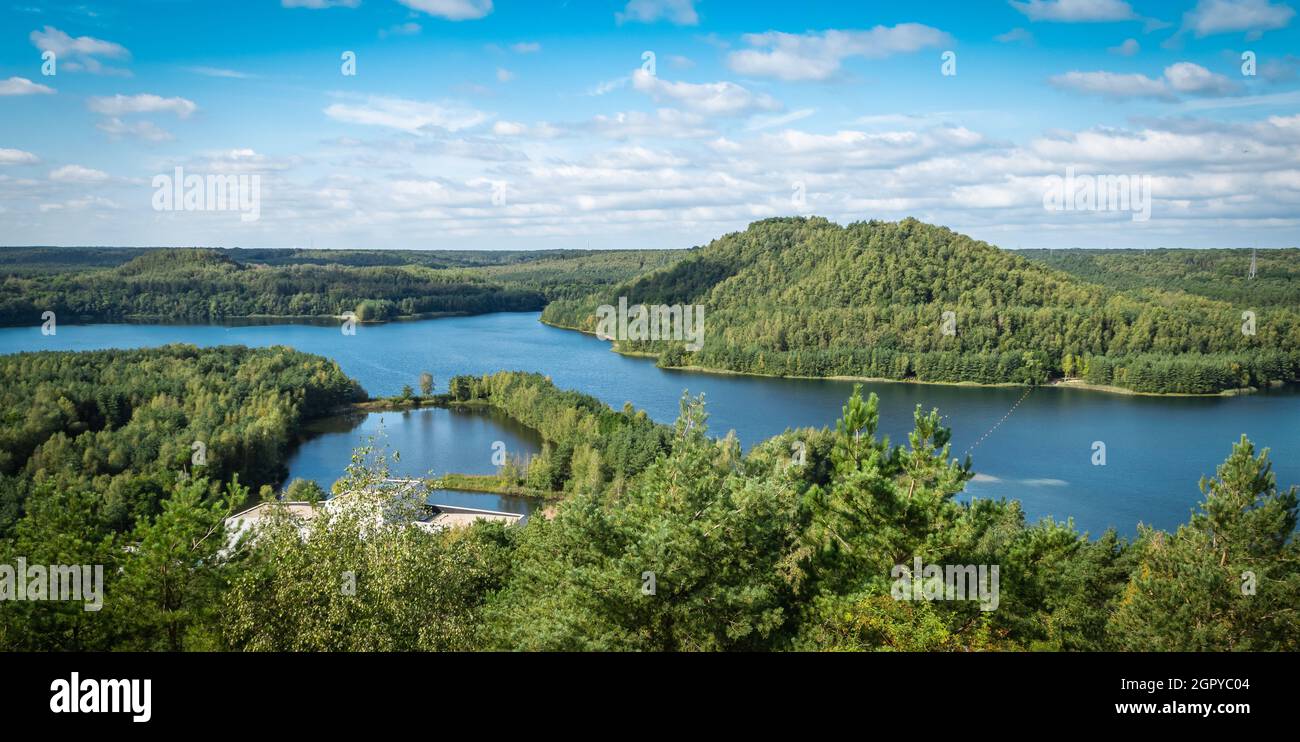 Bellissimo paesaggio panoramico del Parco Nazionale Hoge Kempen, Terhills, Maasmechelen, Belgio. Foto Stock