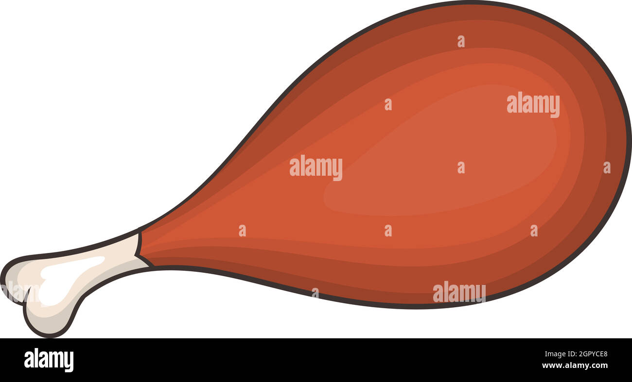 Pollo alla griglia gamba sulla icona di osso, stile cartoon Illustrazione Vettoriale