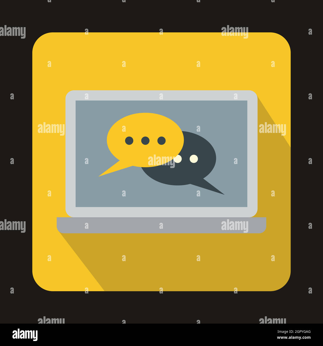 Fumetti su laptop icona, stile piatto Illustrazione Vettoriale