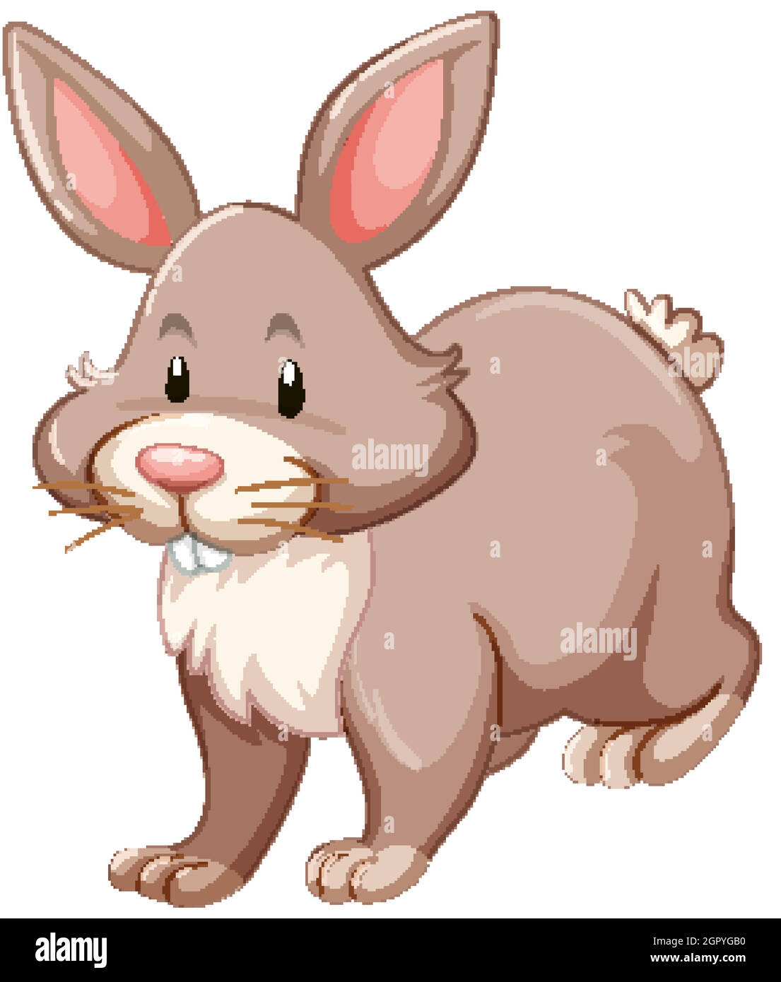 Simpatico coniglietto marrone su sfondo bianco Illustrazione Vettoriale