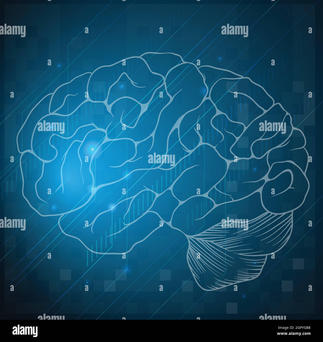 Schizzo di un cervello umano Illustrazione Vettoriale