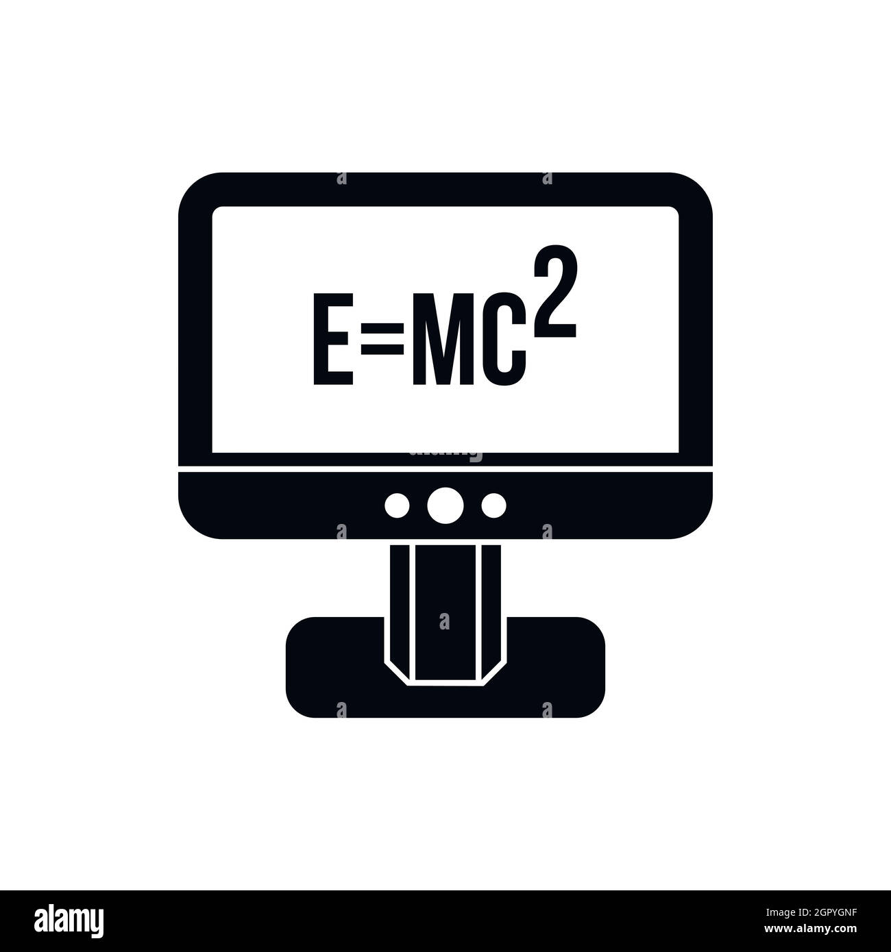 Monitor con formula di Einstein, l'icona di stile semplice Illustrazione Vettoriale