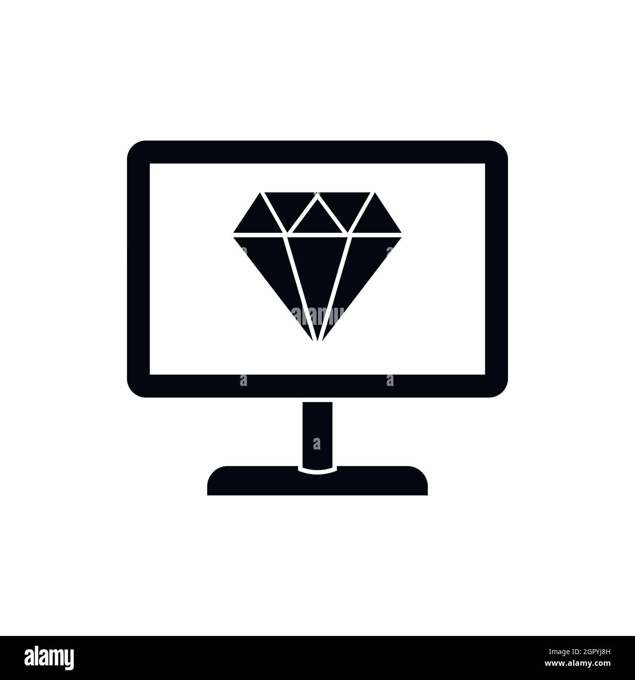 Schermo con icona a forma di diamante, stile semplice Illustrazione Vettoriale