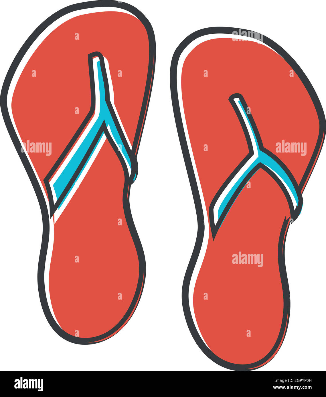 Spiaggia red flip flop icona, stile piatto Illustrazione Vettoriale