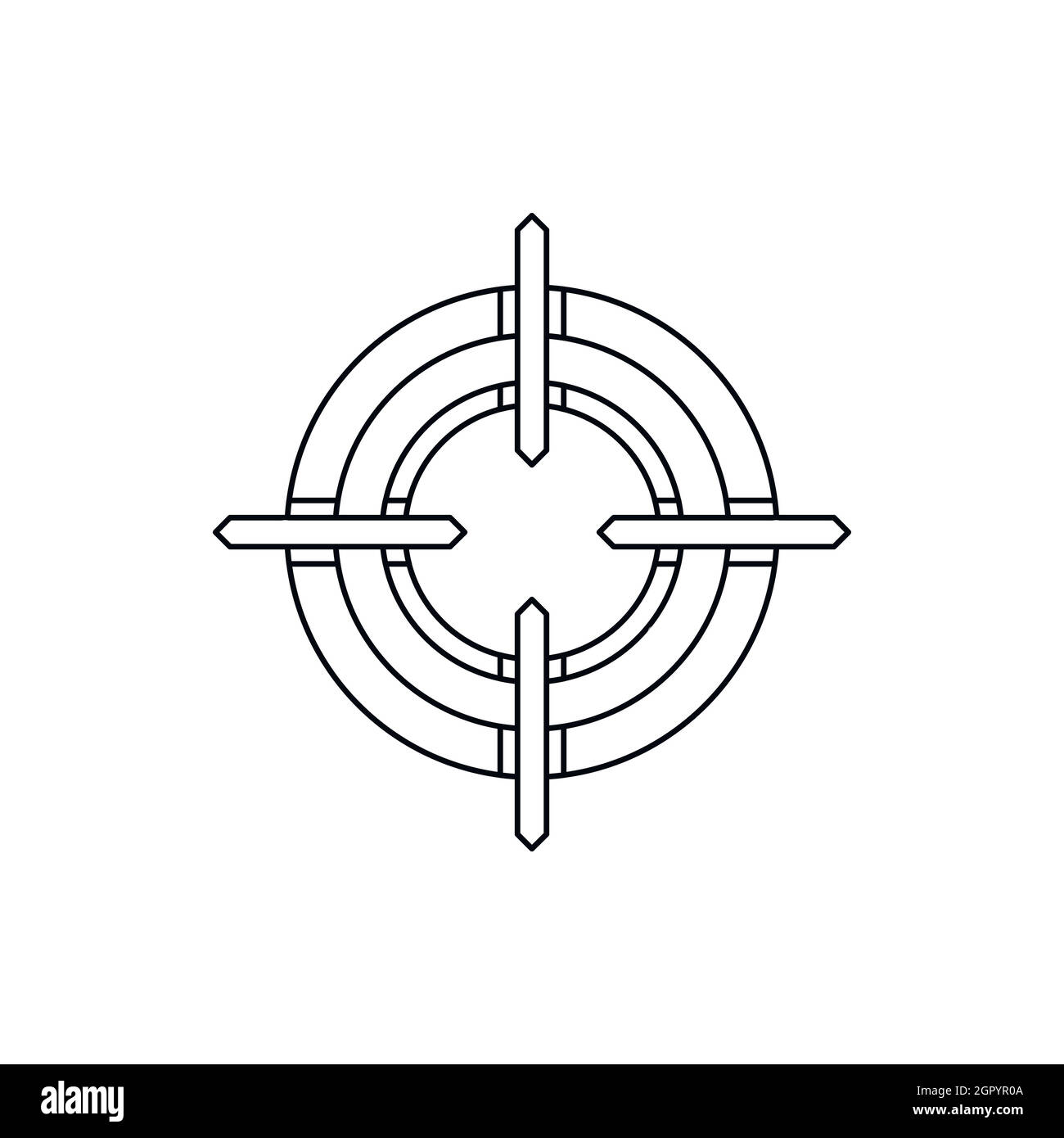 Reticolo Crosshair icona in stile contorno Illustrazione Vettoriale