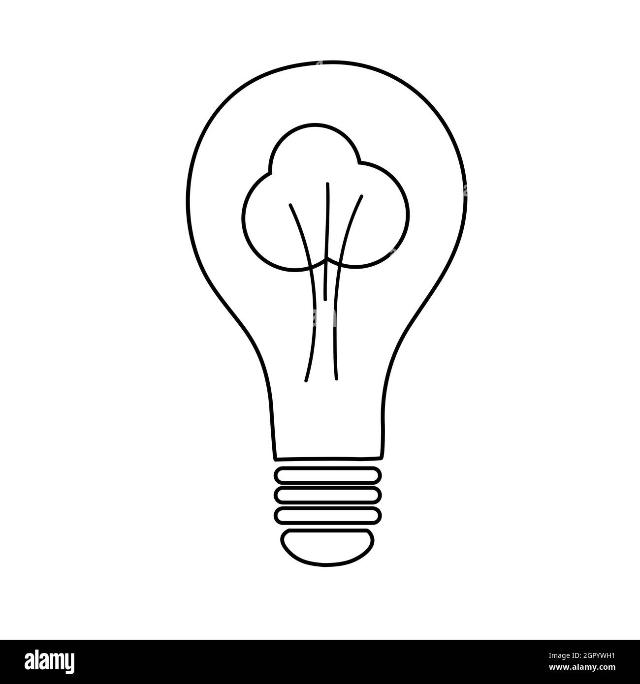 Lampadina a risparmio energetico all'interno della quale è un albero su sfondo bianco. Illustrazione Vettoriale