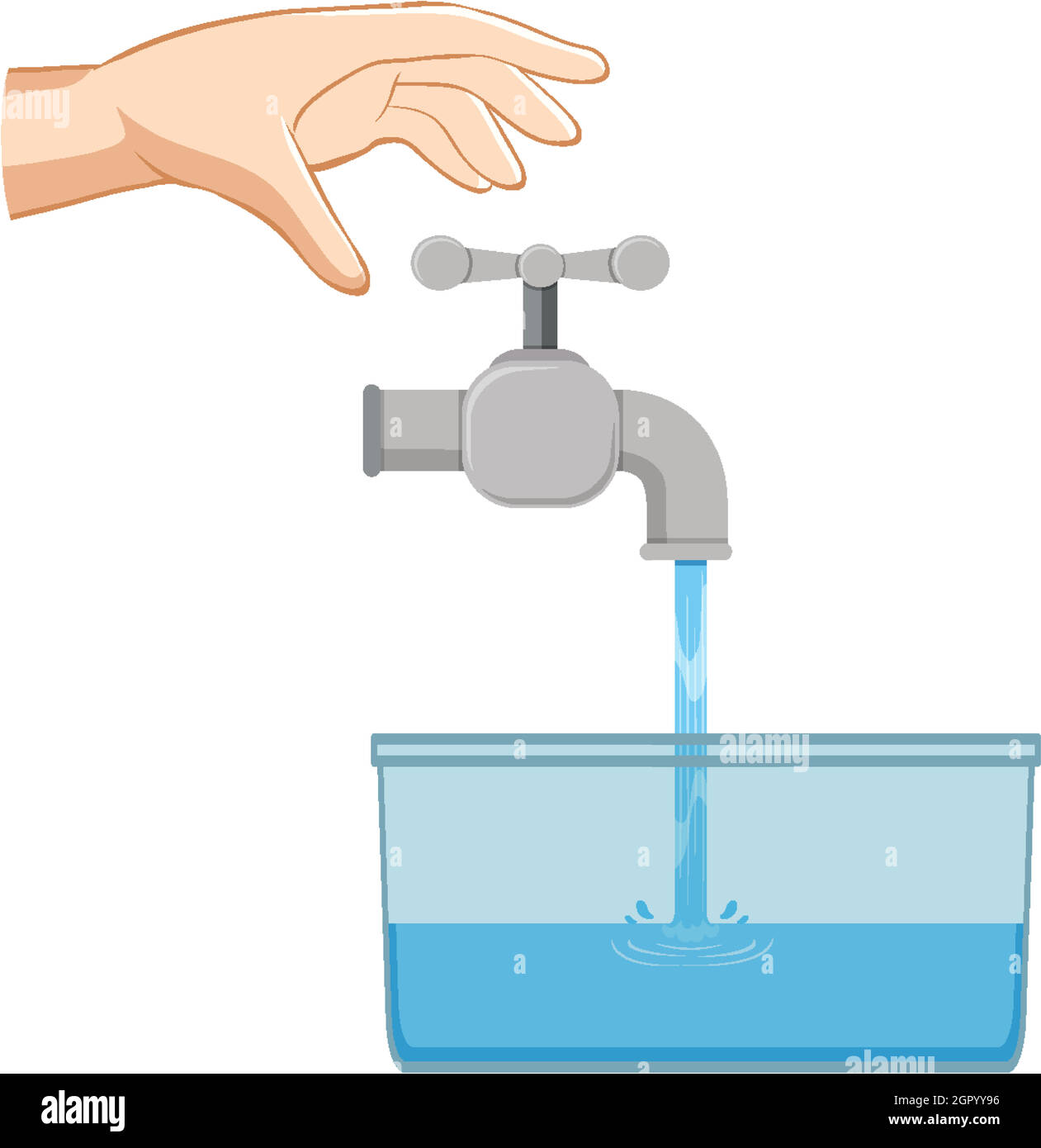 Salva il concetto di acqua con l'acqua che cade dal rubinetto Illustrazione Vettoriale