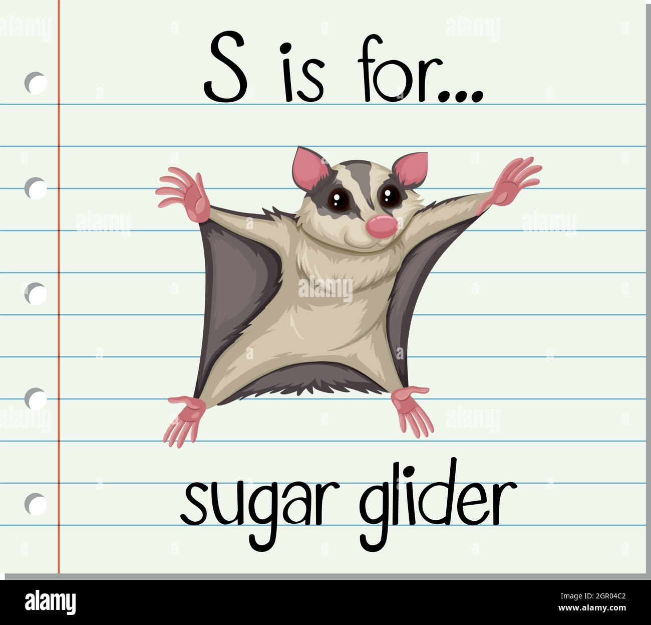 Flashcard lettera S è per il parapendio zucchero Illustrazione Vettoriale