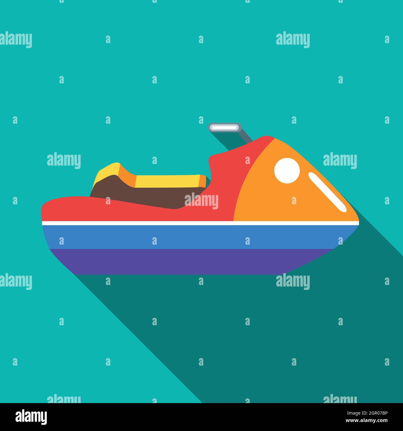 Acqua jetski o icona hydrocycle, stile piatto Illustrazione Vettoriale