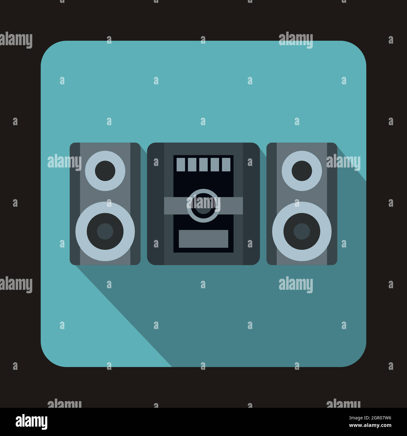 Music Center icona, stile piatto Illustrazione Vettoriale
