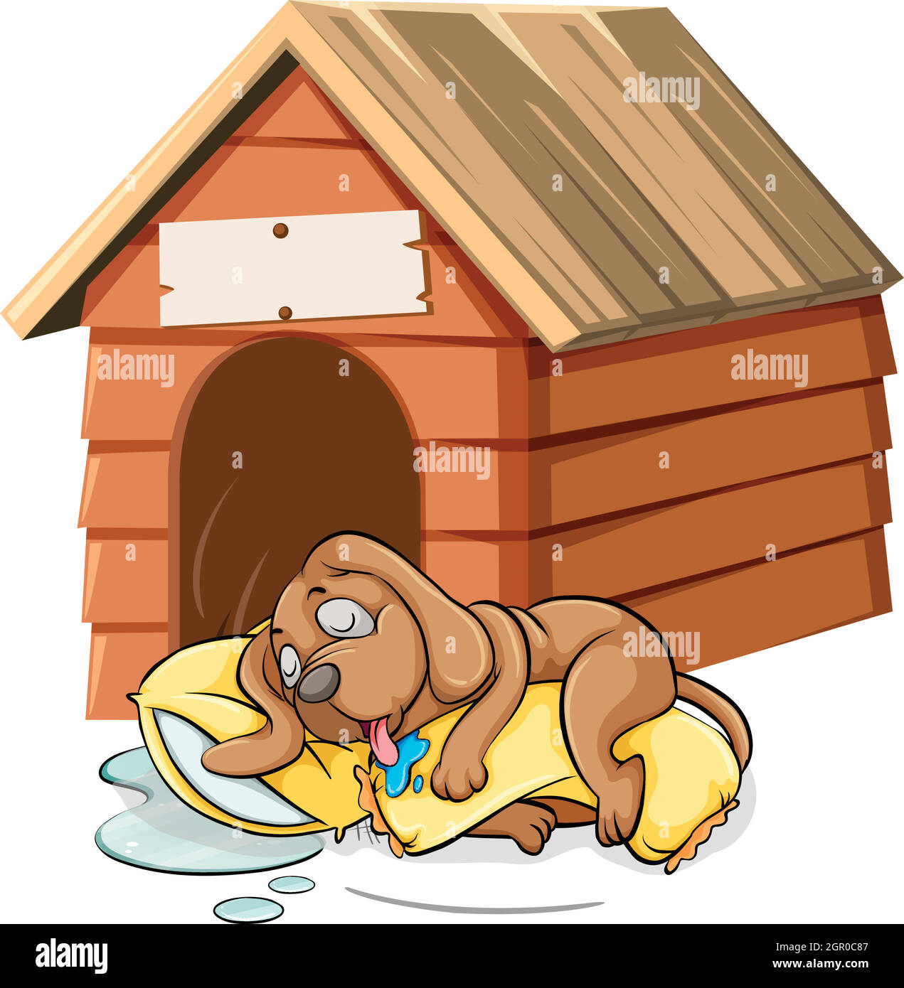 Cane che dorme nella doghouse Illustrazione Vettoriale