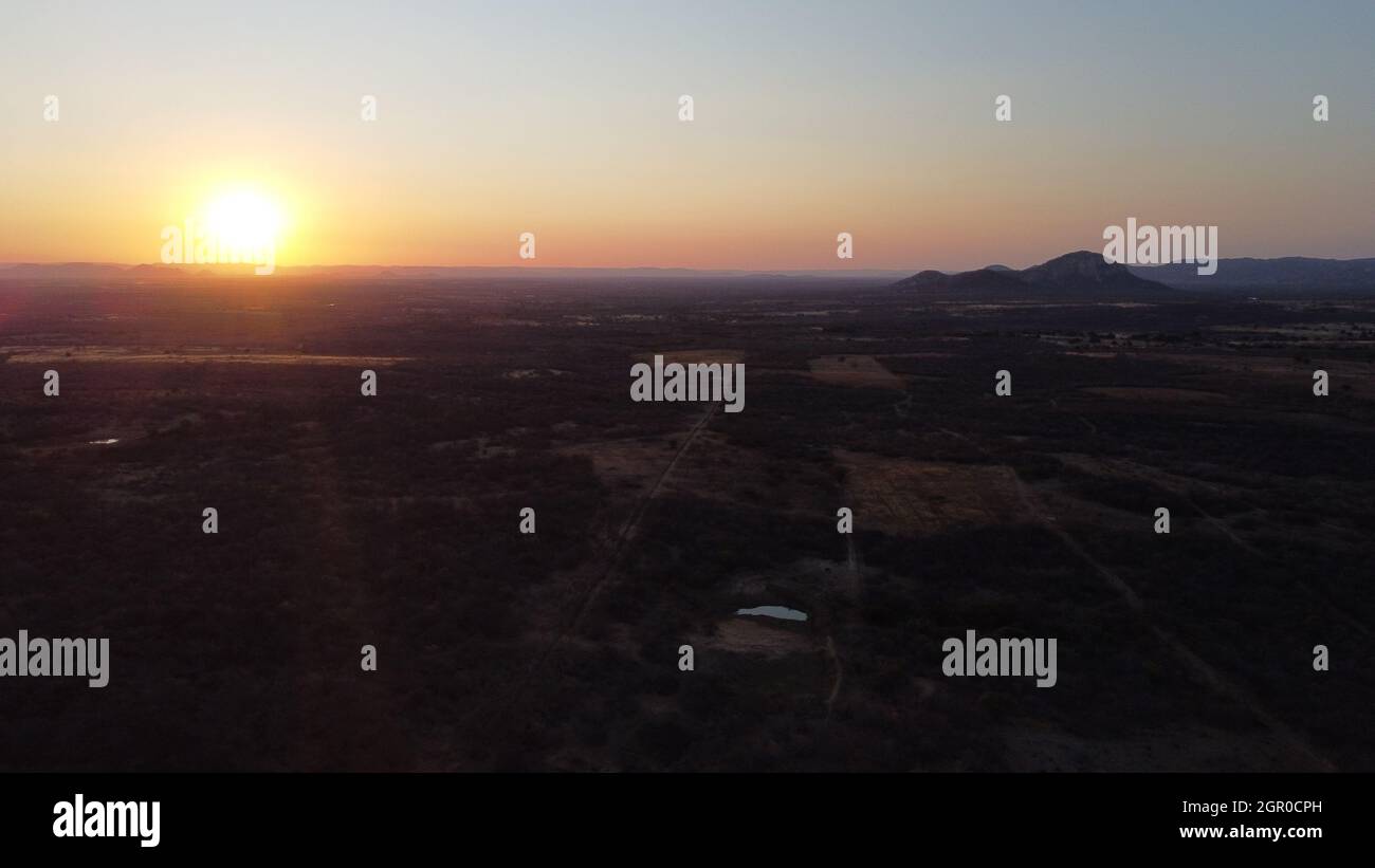 alba sulla montagna nel nord-est del Brasile Foto Stock