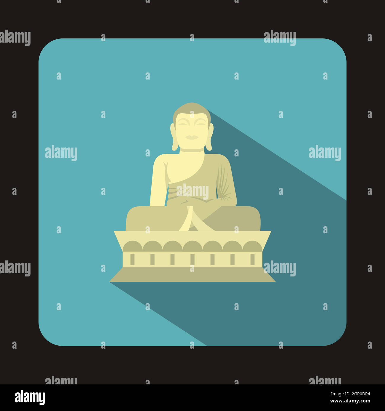 Budda seduto, Corea del Sud, l'icona di stile di Piana Illustrazione Vettoriale