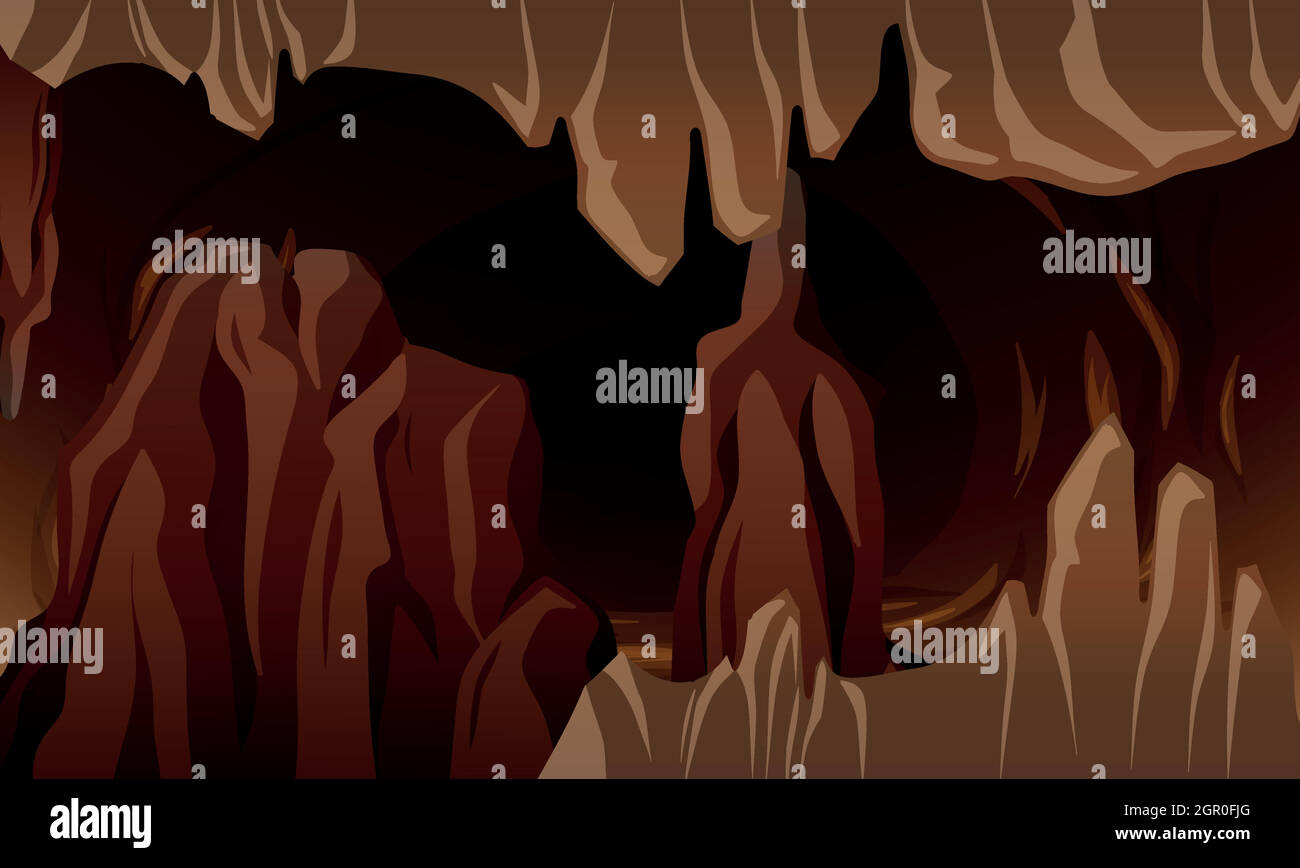 Una caverna scura sotterranea Illustrazione Vettoriale