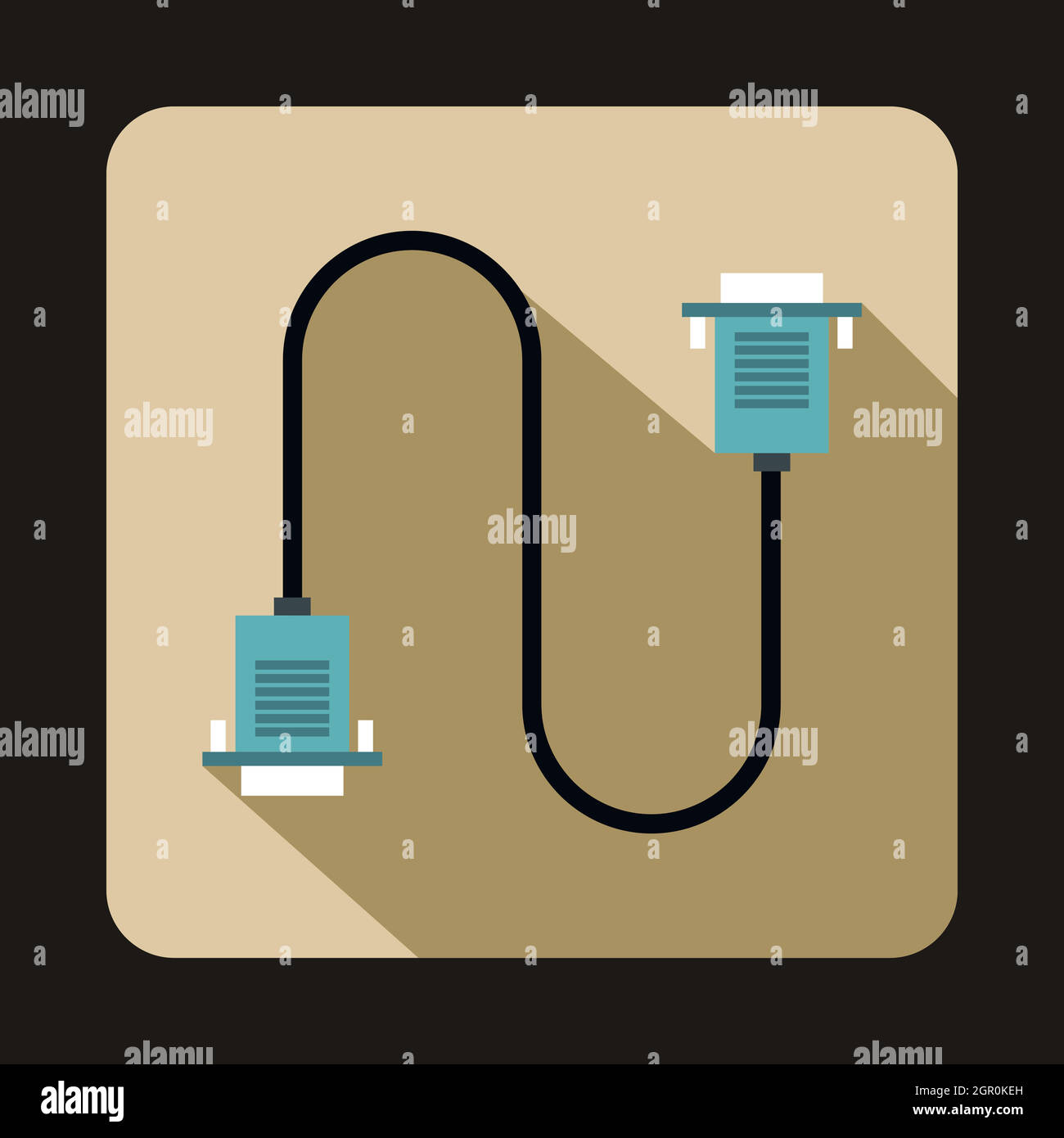 Filo del cavo icona computer stile piatto Illustrazione Vettoriale