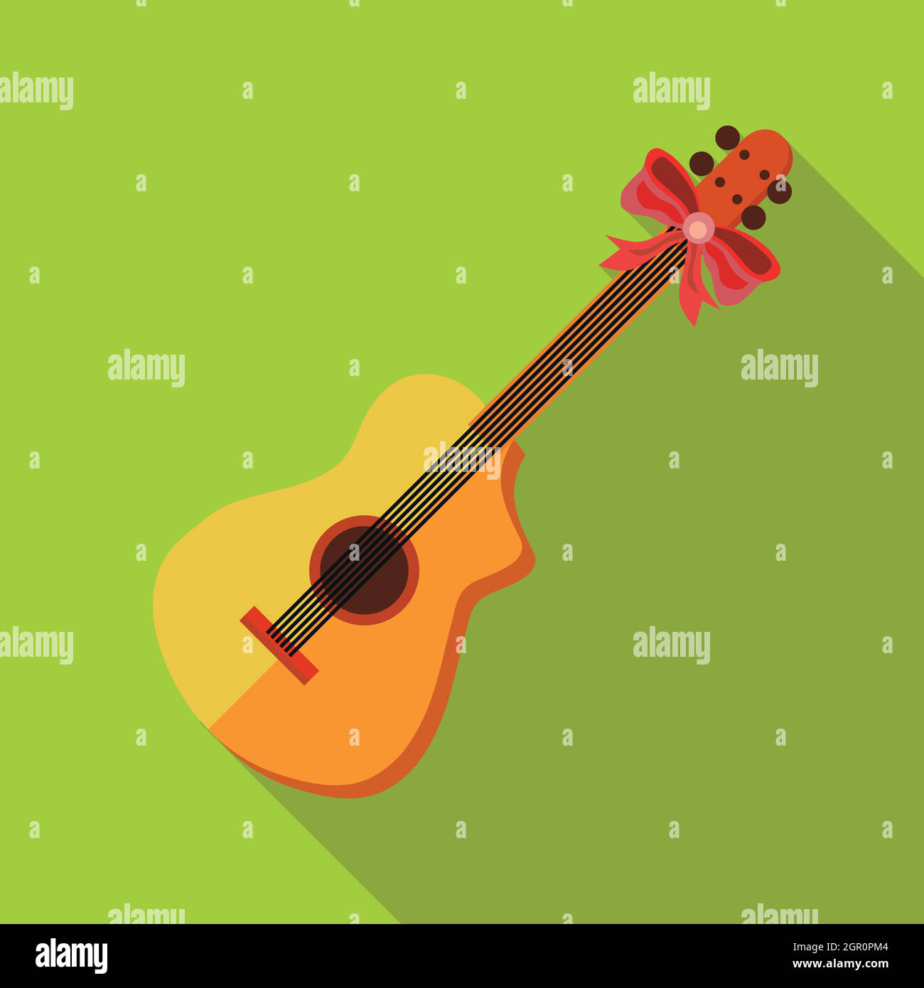 Icona a forma di chitarra, di tipo piatto Illustrazione Vettoriale