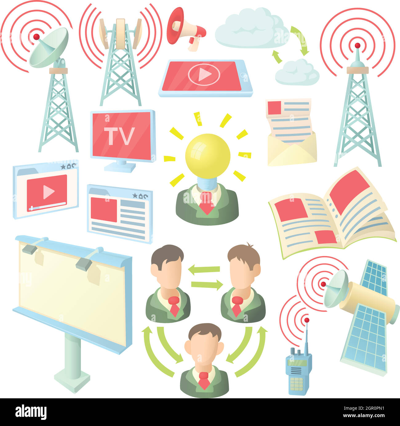 Internet set di icone, cartoon ctyle Illustrazione Vettoriale