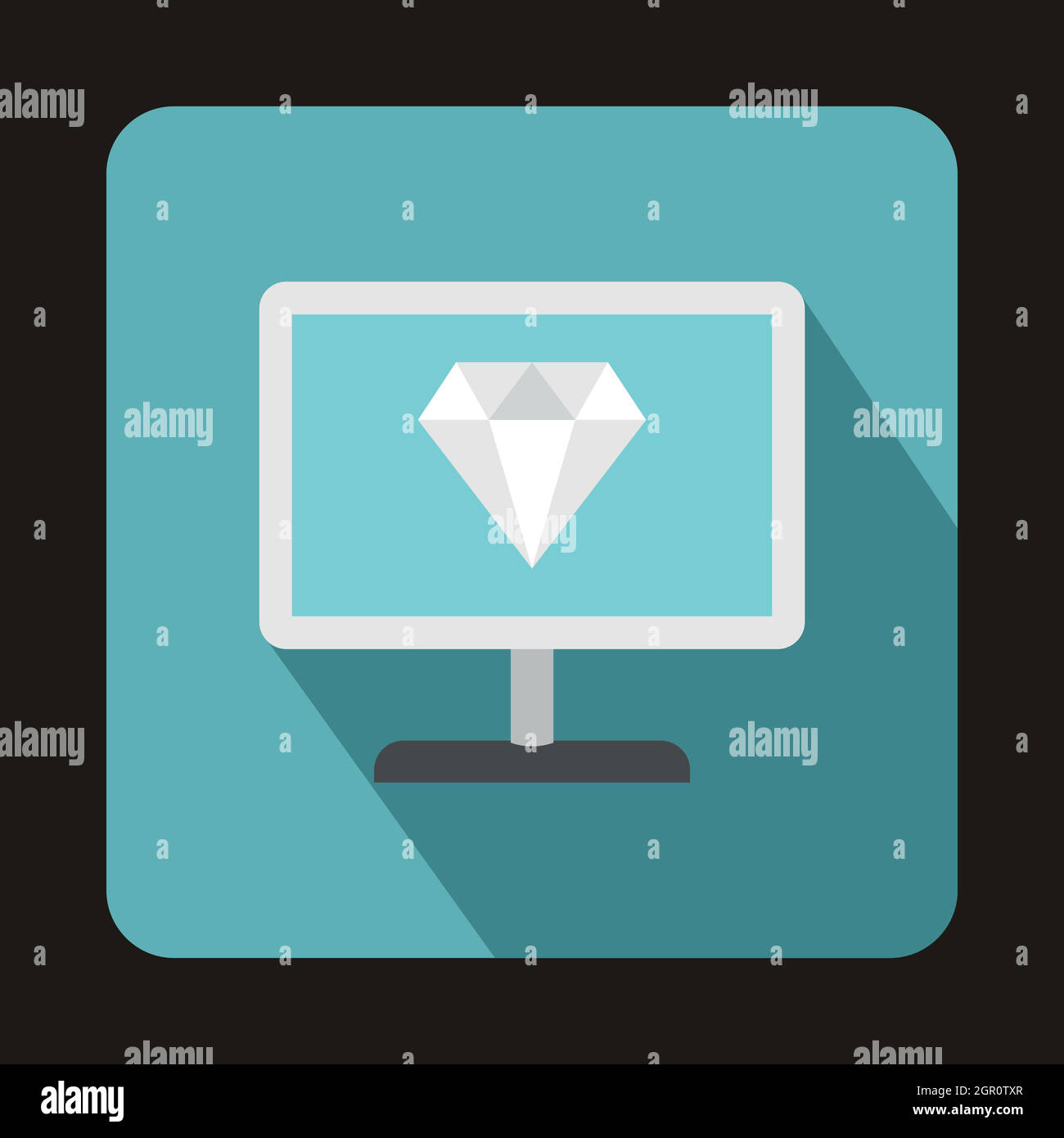 Il monitor di un computer con una icona a forma di diamante Illustrazione Vettoriale