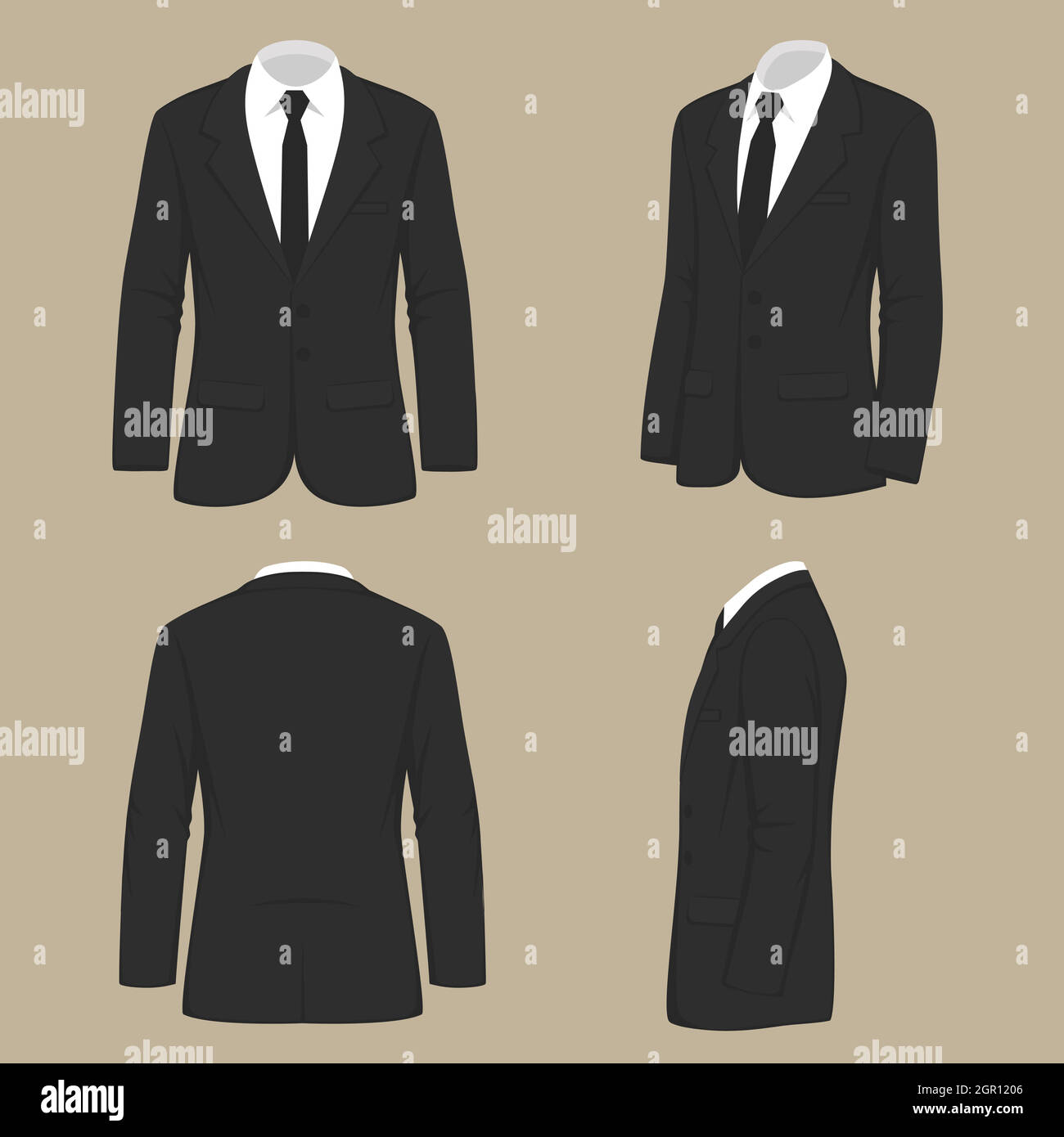 abito uniforme, vista laterale posteriore della giacca Illustrazione Vettoriale