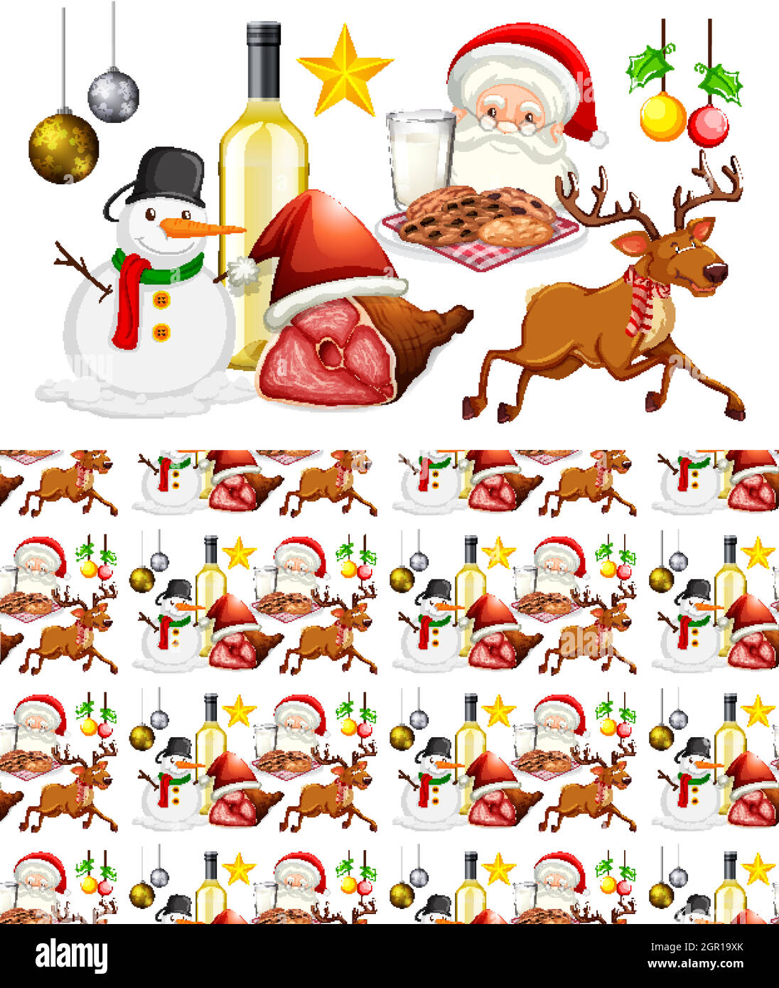 Design dello sfondo senza cuciture con tema natalizio Illustrazione Vettoriale