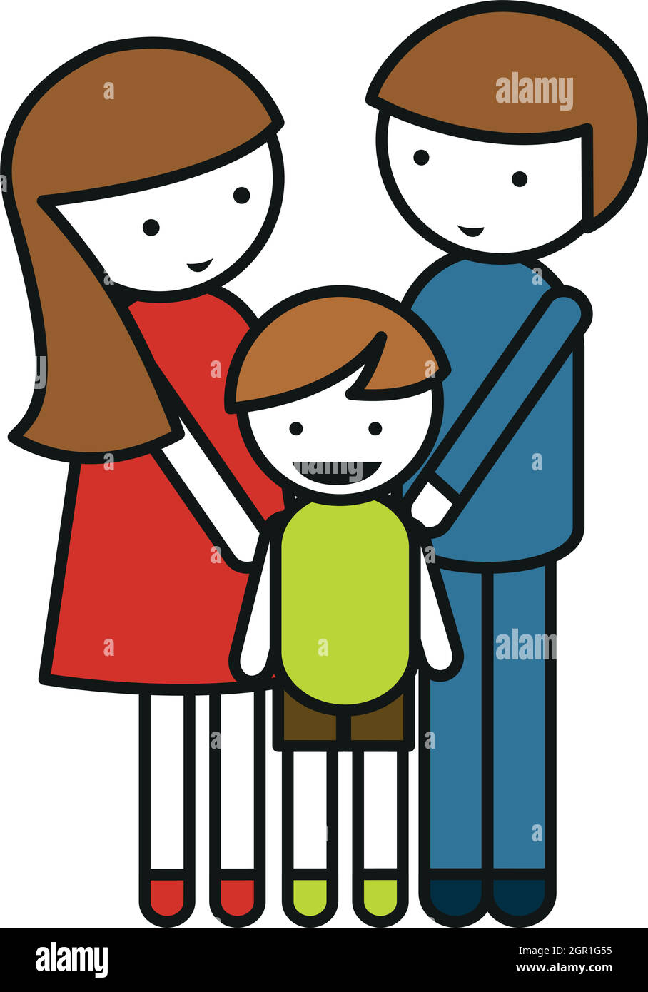 Simbolo della famiglia con genitori e figli Illustrazione Vettoriale