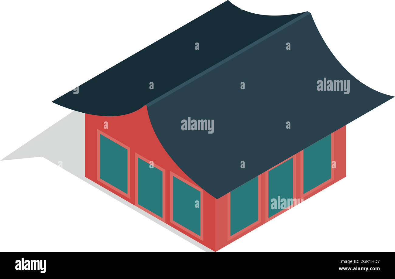 Casa Coreana tradizionale icona isometrica 3d style Illustrazione Vettoriale