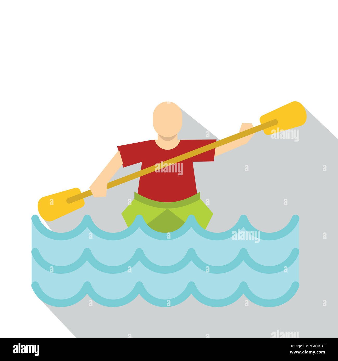 Il kayak acqua sport icona, stile piatto Illustrazione Vettoriale