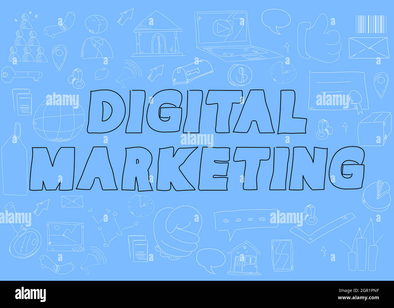 Doodle parole di marketing digitale Illustrazione Vettoriale