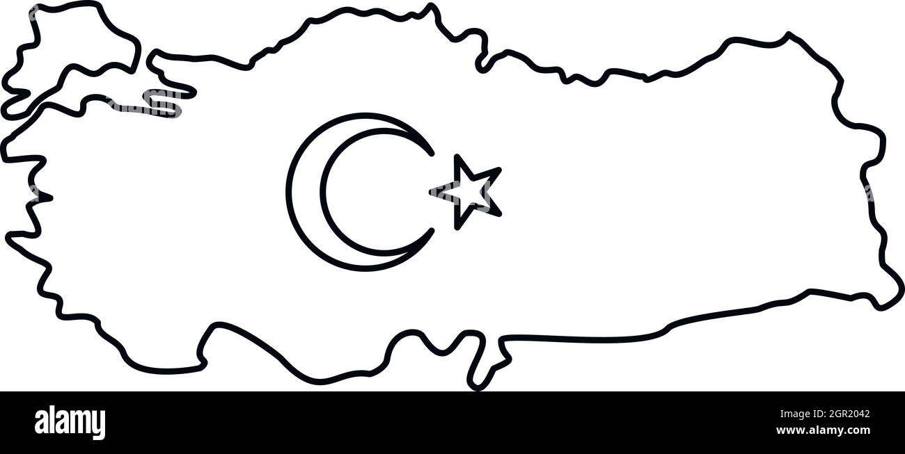 Mappa di Turchia icona, stile contorno Illustrazione Vettoriale