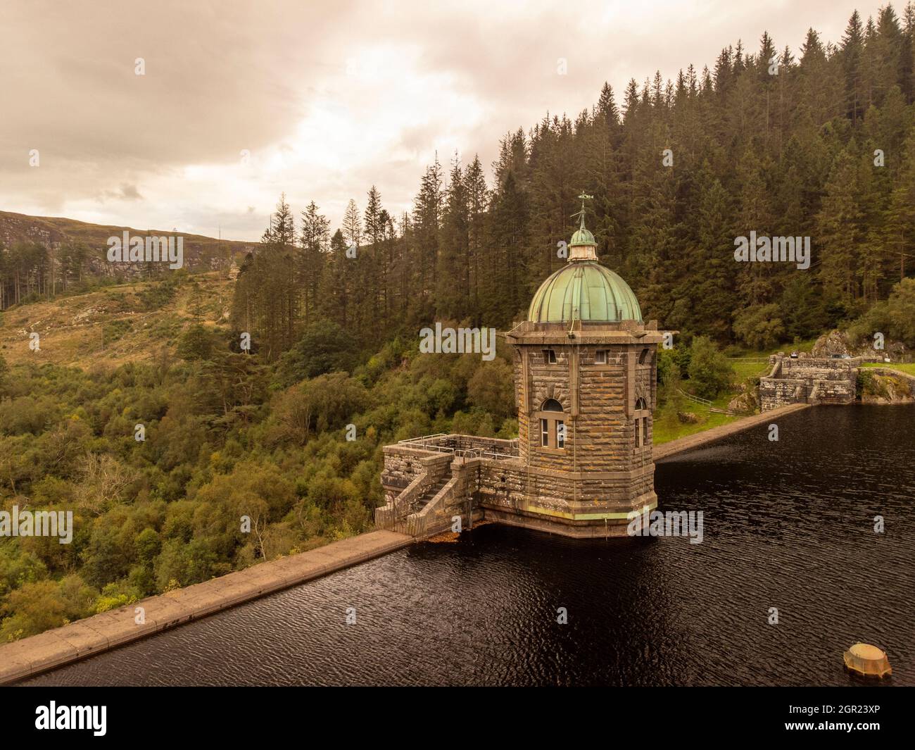 Diga di Pen Y Garreg, Elan Valley, Cambrian Mountains, Powys, Mid Wales. Foto Stock