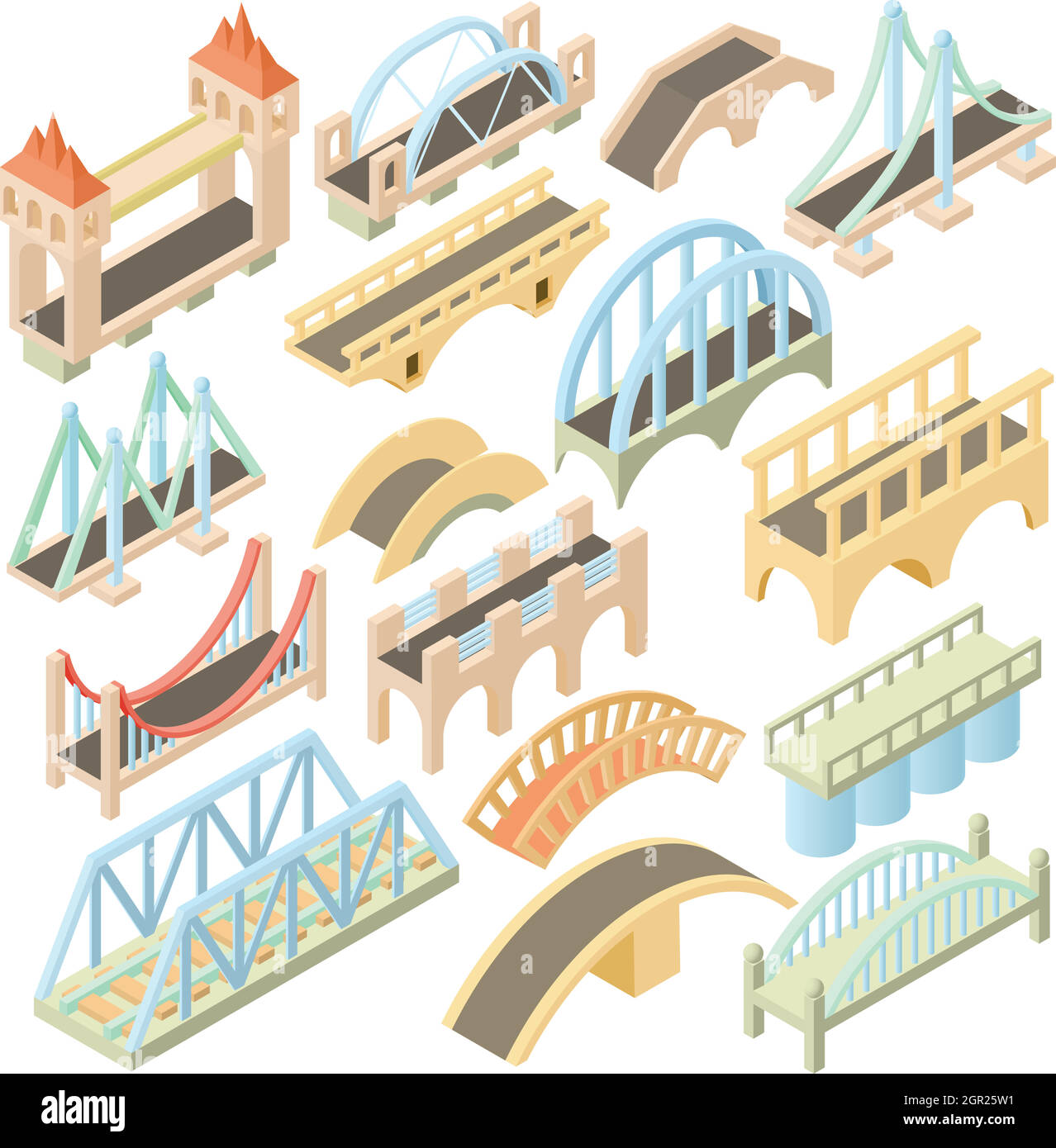 Set di ponti isometrica 3d style Illustrazione Vettoriale