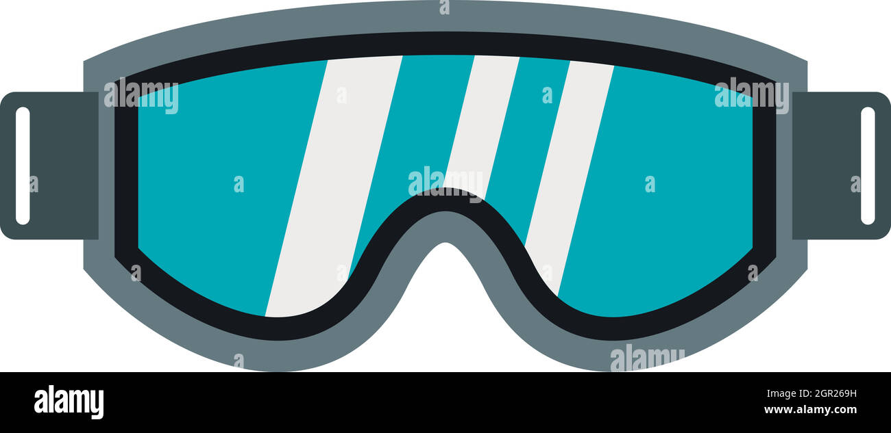 Bicchieri per lo snowboard icona, stile piatto Illustrazione Vettoriale