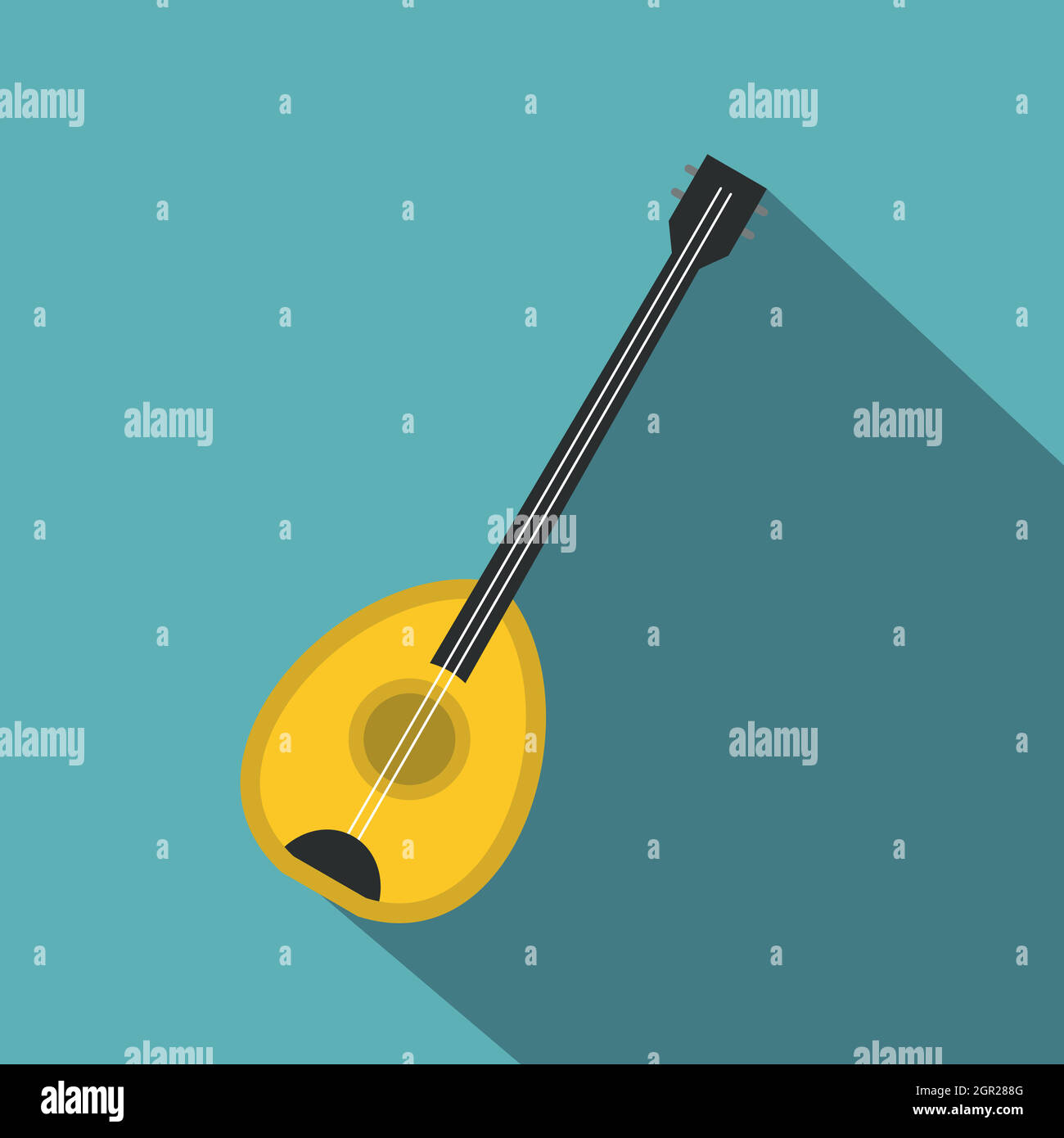 Saz baglama strumento musicale icona, stile piatto Illustrazione Vettoriale