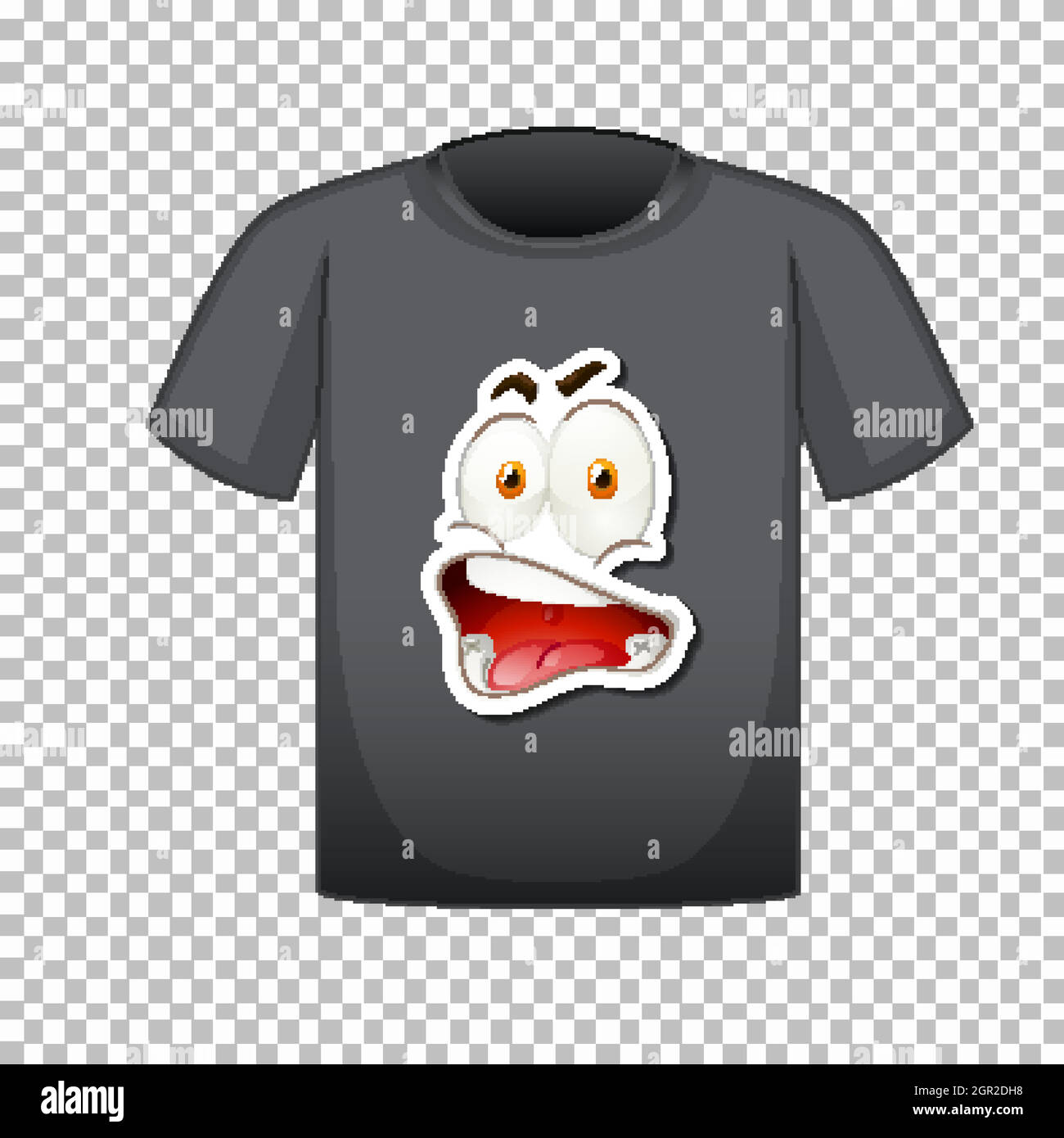 Modello T-shirt con grafica Happy Face davanti Illustrazione Vettoriale