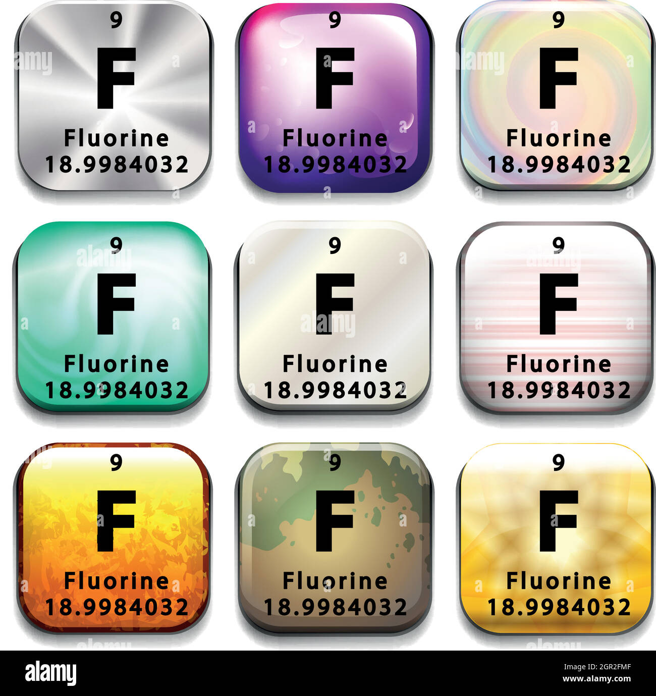 Un pulsante che mostra l'elemento fluoro Illustrazione Vettoriale