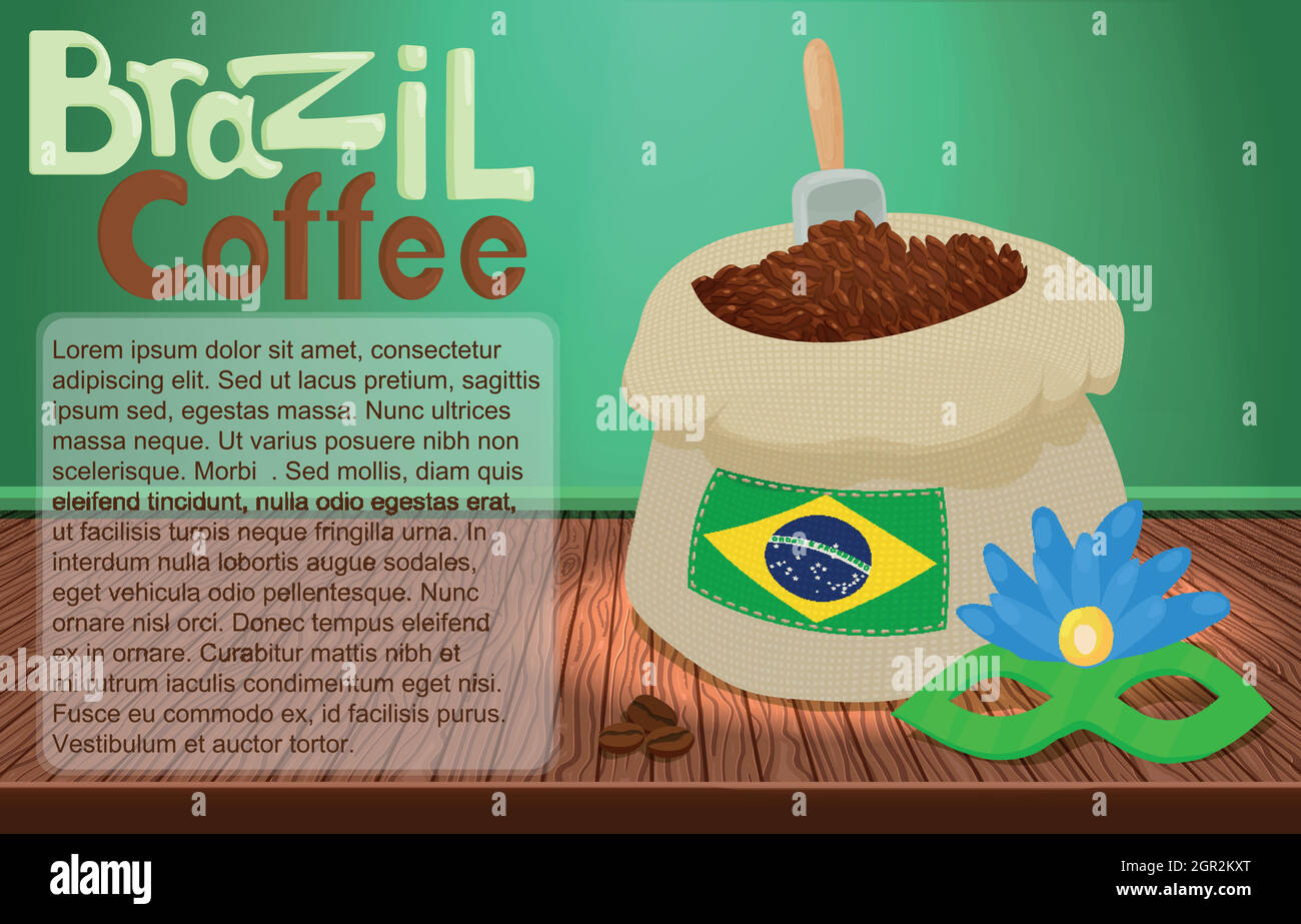 Il Brasile caffè concetto poster, stile cartoon Illustrazione Vettoriale