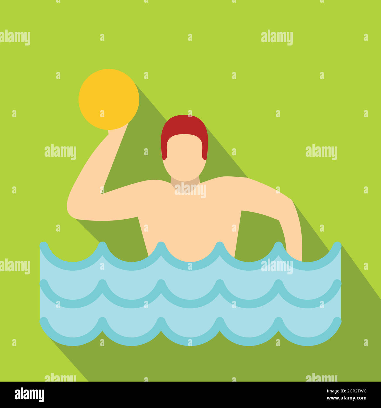 Acqua giocatore di polo in piscina icona stile piatto Illustrazione Vettoriale