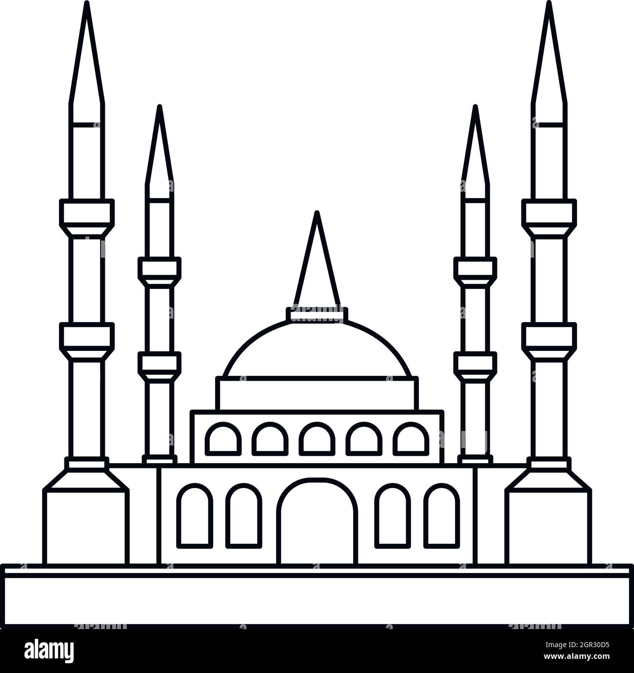 La moschea musulmana icona, stile contorno Illustrazione Vettoriale
