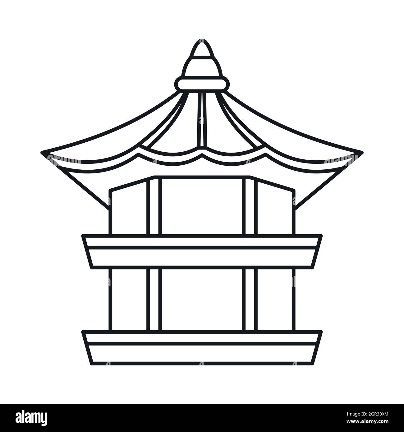 Tradizionale Coreano icona pagoda, stile contorno Illustrazione Vettoriale