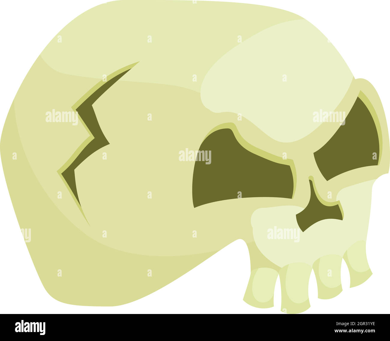 Cranio umano icona in stile cartoon Illustrazione Vettoriale