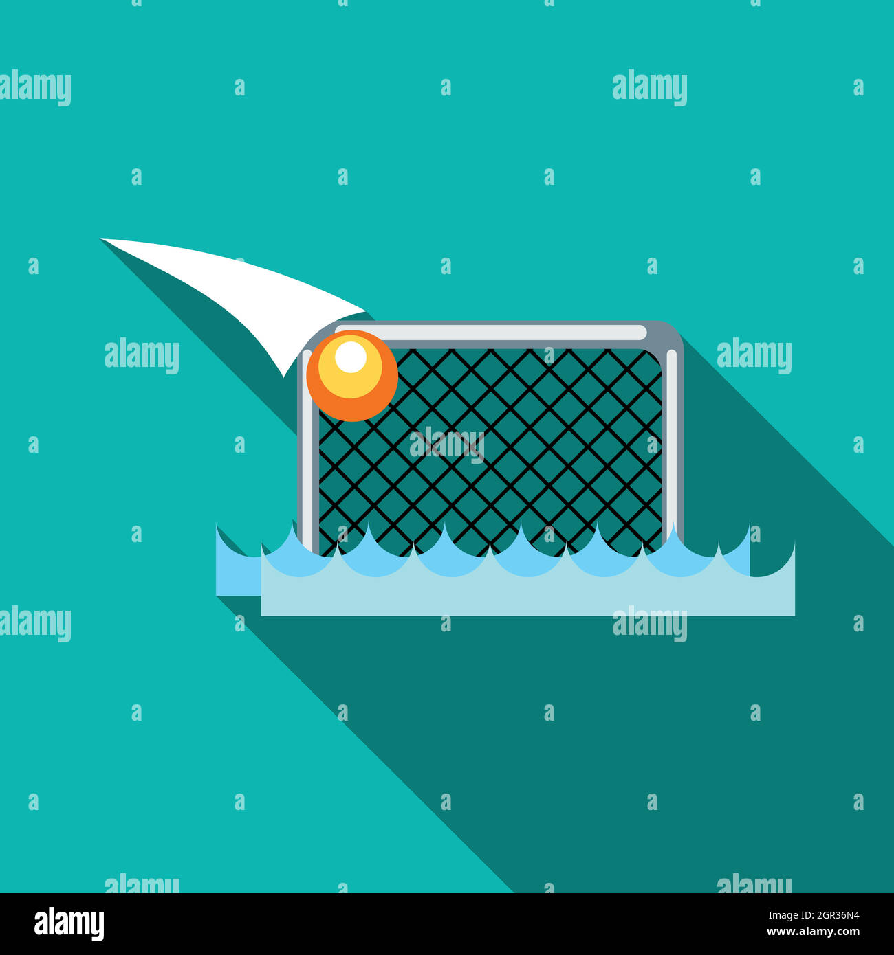 Pallanuoto gates icona, stile piatto Illustrazione Vettoriale