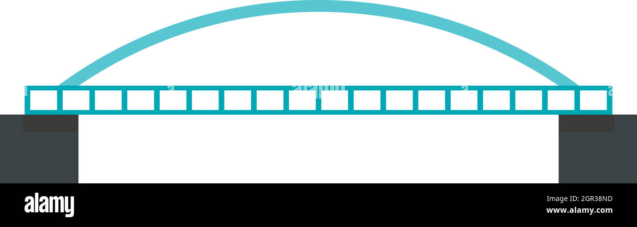 Ponte con ringhiera arcuata icona, stile piatto Illustrazione Vettoriale