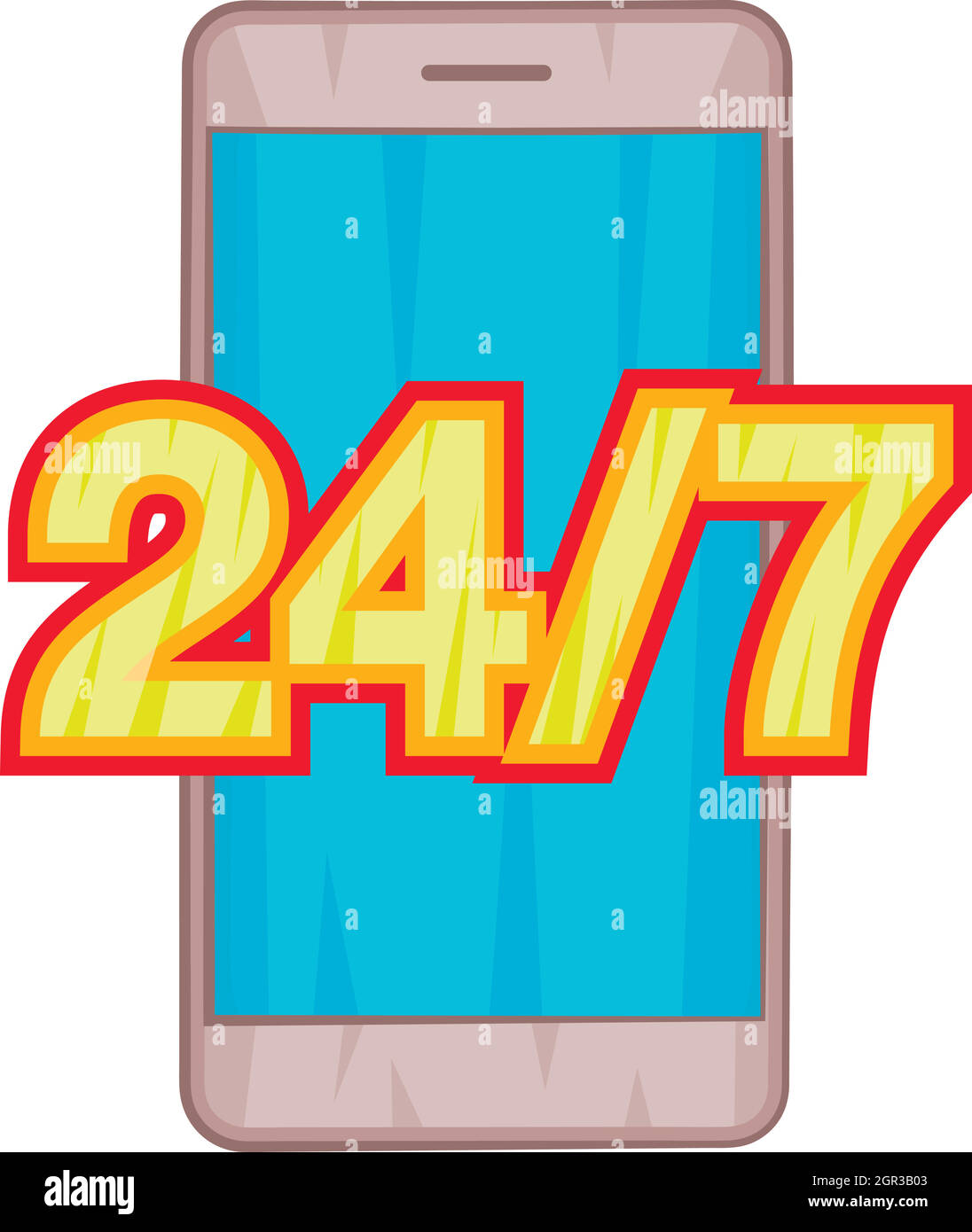 24 7 assistenza telefonica icona, stile cartoon Illustrazione Vettoriale