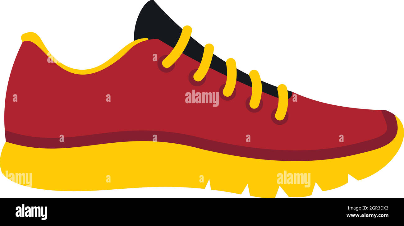 Red sneaker icona, stile piatto Illustrazione Vettoriale