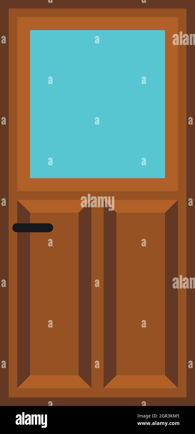 Appartamento interno porta di legno icona, stile piatto Illustrazione Vettoriale