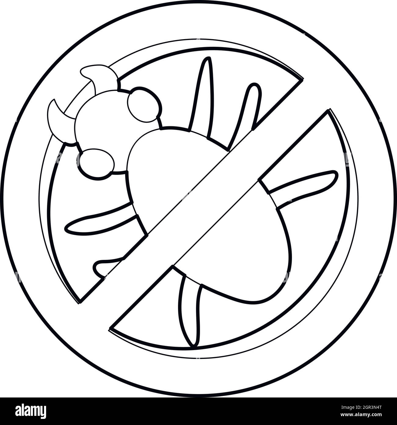 Arrestare il computer virus icona segno, stile contorno Illustrazione Vettoriale