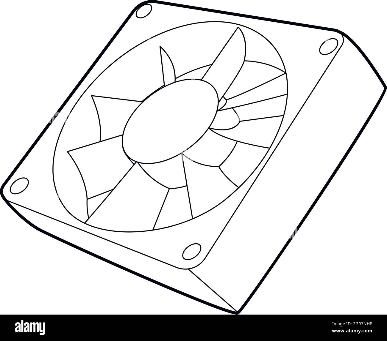 Case del Computer della ventola di raffreddamento, l'icona di stile di contorno Illustrazione Vettoriale