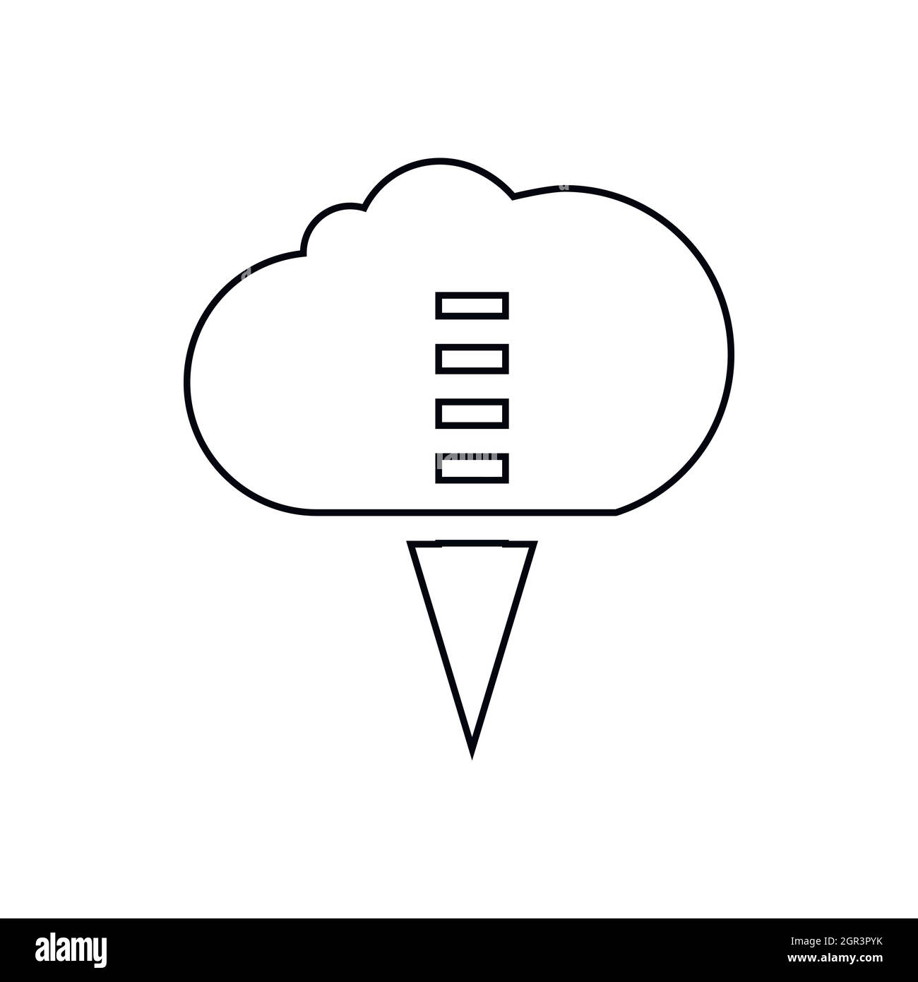 Trasferimento di file da un icona a forma di nuvola, stile contorno Illustrazione Vettoriale